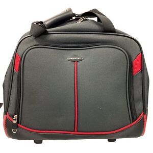 Samsonite Rolling Laptop Bag - Black/Red - Carry Handle + Pull-Along - EUC!